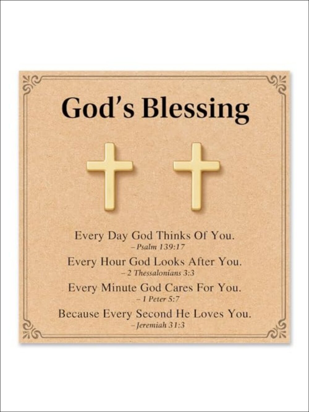 14K Gold Plated Cross Stud Earrings Hypoallergenic Faith Gift Set